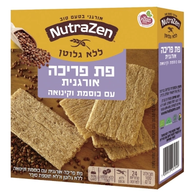 פת פריכה אורגנית ללא גלוטן - כוסמת וקינואה 100 גר